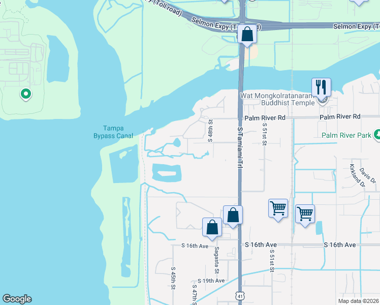map of restaurants, bars, coffee shops, grocery stores, and more near 850 Tennyson Mill Circle in Tampa