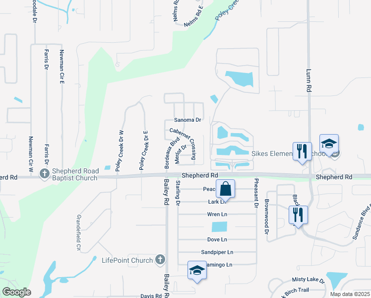 map of restaurants, bars, coffee shops, grocery stores, and more near 3353 Merlot Dr in Lakeland