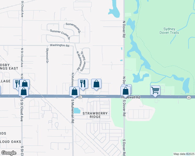 map of restaurants, bars, coffee shops, grocery stores, and more near 3454 Castle Stone Court in Valrico