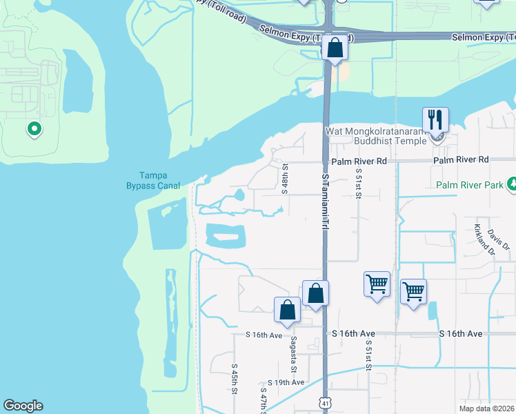 map of restaurants, bars, coffee shops, grocery stores, and more near 850 Tennyson Mill Circle in Tampa