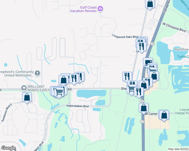 map of restaurants, bars, coffee shops, grocery stores, and more near 50-78 Lemans in Lakeland