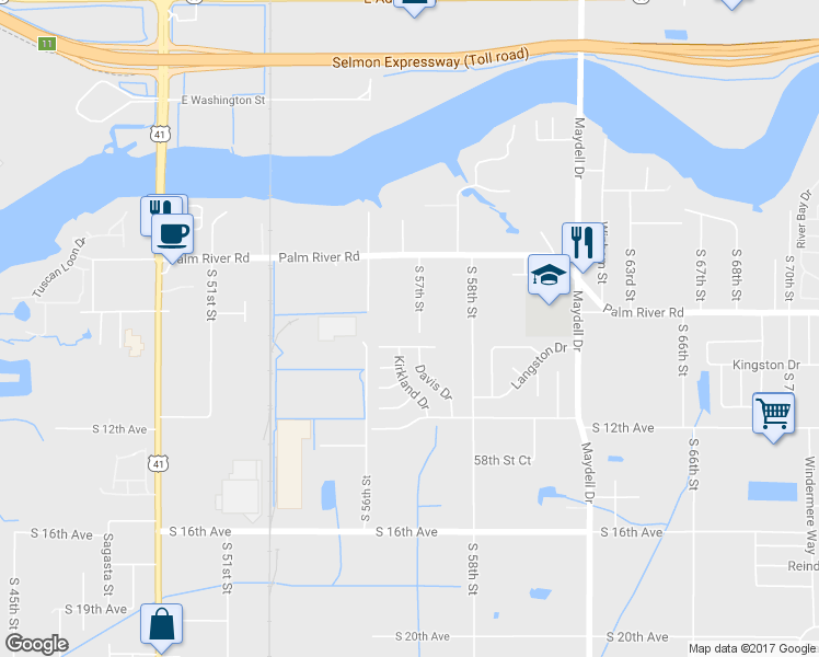 map of restaurants, bars, coffee shops, grocery stores, and more near 729 South 57th Street in Tampa