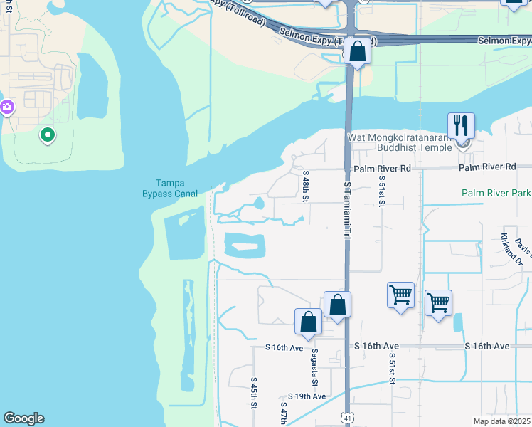 map of restaurants, bars, coffee shops, grocery stores, and more near 869 Tennyson Mill Circle in Tampa