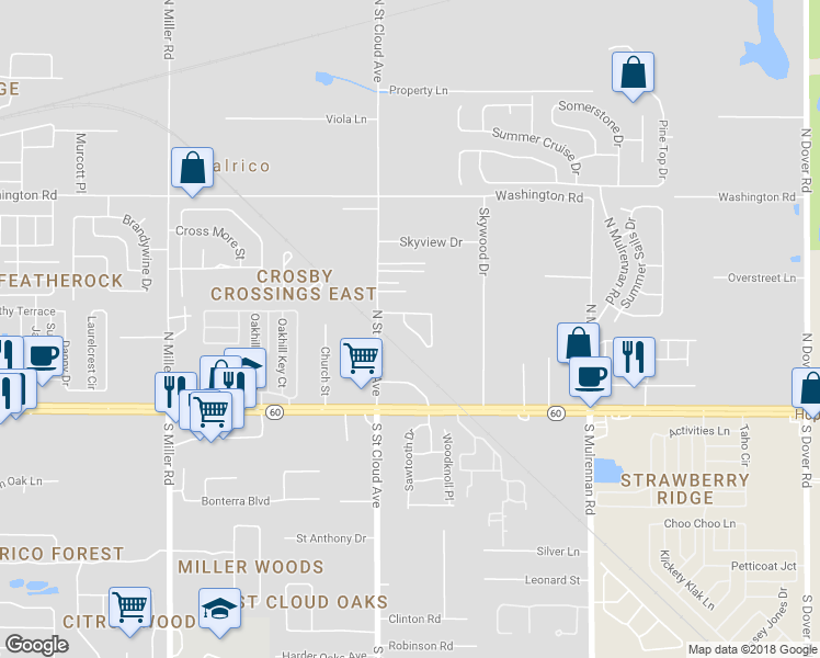 map of restaurants, bars, coffee shops, grocery stores, and more near 3144 Royal Tuscan Lane in Valrico