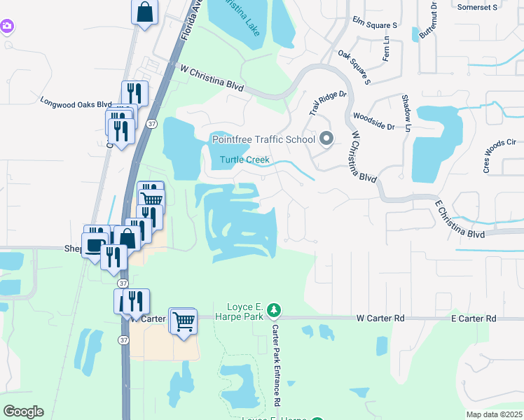 map of restaurants, bars, coffee shops, grocery stores, and more near 534 Quail Hollow Court in Lakeland