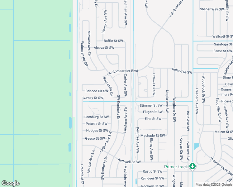 map of restaurants, bars, coffee shops, grocery stores, and more near 2274 Southwest Kentucky Drive in Palm Bay