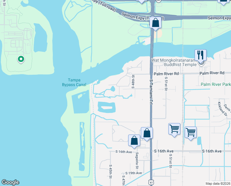 map of restaurants, bars, coffee shops, grocery stores, and more near 869 Tennyson Mill Circle in Tampa