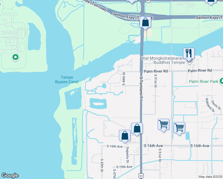 map of restaurants, bars, coffee shops, grocery stores, and more near 850 Tennyson Mill Circle in Tampa