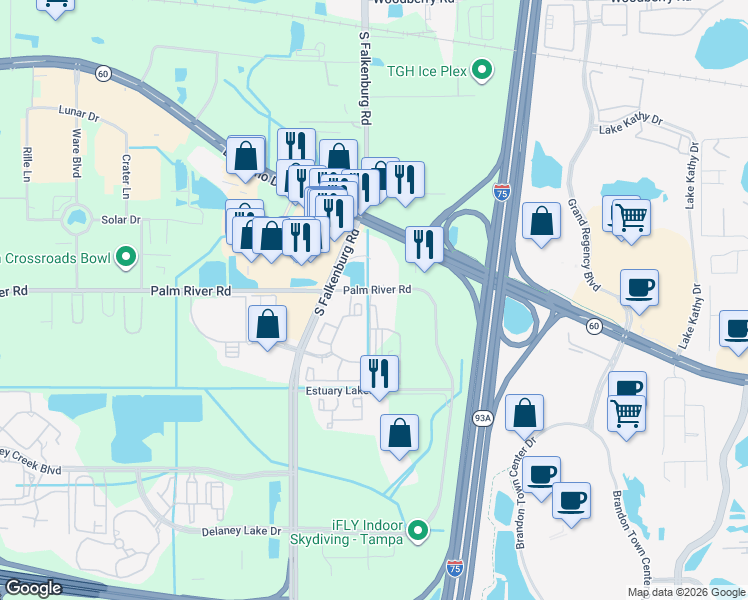 map of restaurants, bars, coffee shops, grocery stores, and more near 918 Sombra Street in Tampa