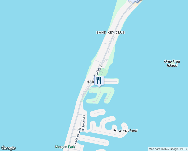 map of restaurants, bars, coffee shops, grocery stores, and more near 1568 Gulf Boulevard in Clearwater