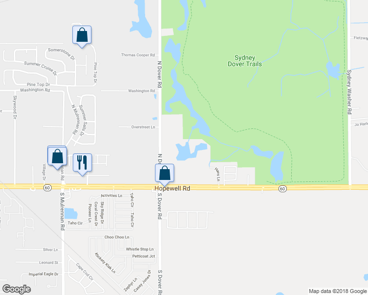 map of restaurants, bars, coffee shops, grocery stores, and more near 225 North Dover Road in Dover