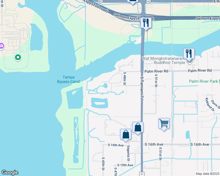 map of restaurants, bars, coffee shops, grocery stores, and more near 869 Tennyson Mill Circle in Tampa