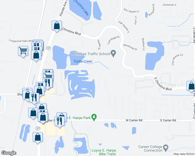 map of restaurants, bars, coffee shops, grocery stores, and more near 6988 Hayter Drive in Lakeland
