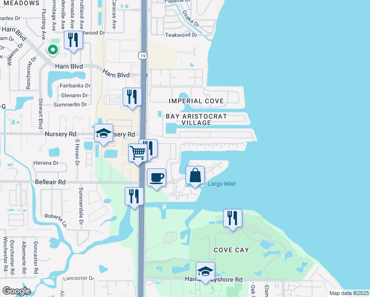 map of restaurants, bars, coffee shops, grocery stores, and more near 2717 Via Cipriani in Clearwater