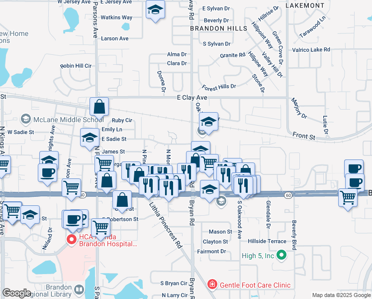 map of restaurants, bars, coffee shops, grocery stores, and more near 200 Kingsway Road in Brandon