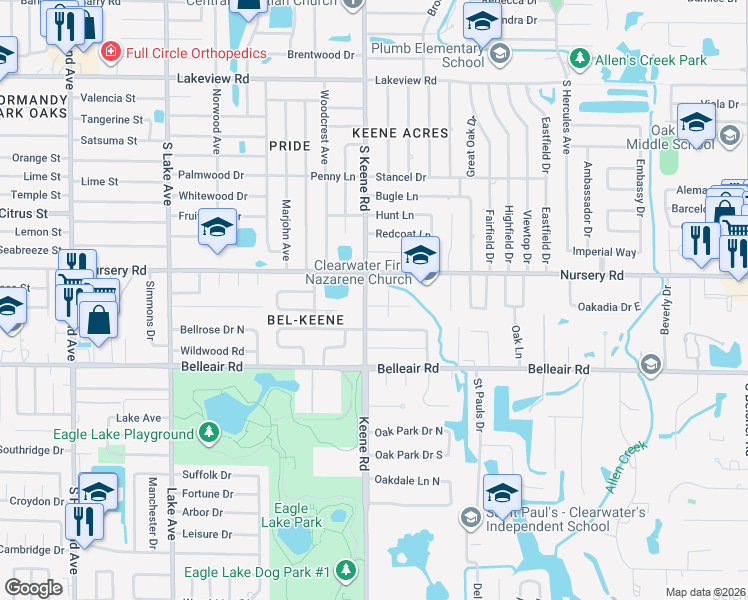 map of restaurants, bars, coffee shops, grocery stores, and more near in Pinellas County