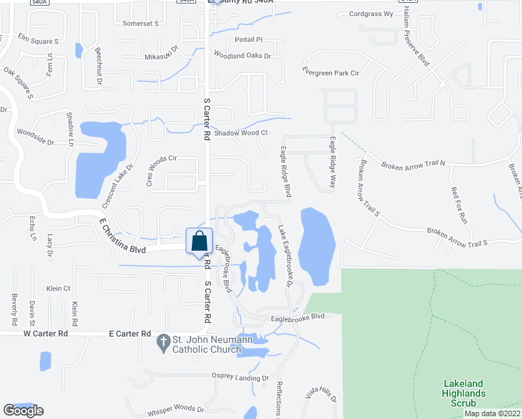 map of restaurants, bars, coffee shops, grocery stores, and more near 6817 Lake Eaglebrooke Drive in Lakeland