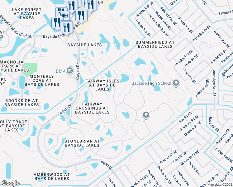 map of restaurants, bars, coffee shops, grocery stores, and more near 788 Morning Cove Circle Southeast in Palm Bay