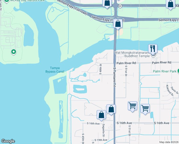 map of restaurants, bars, coffee shops, grocery stores, and more near 4708 Tuscan Loon Drive in Tampa