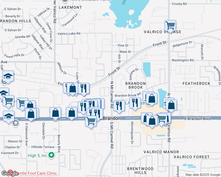 map of restaurants, bars, coffee shops, grocery stores, and more near 1204 Summergate Drive in Valrico