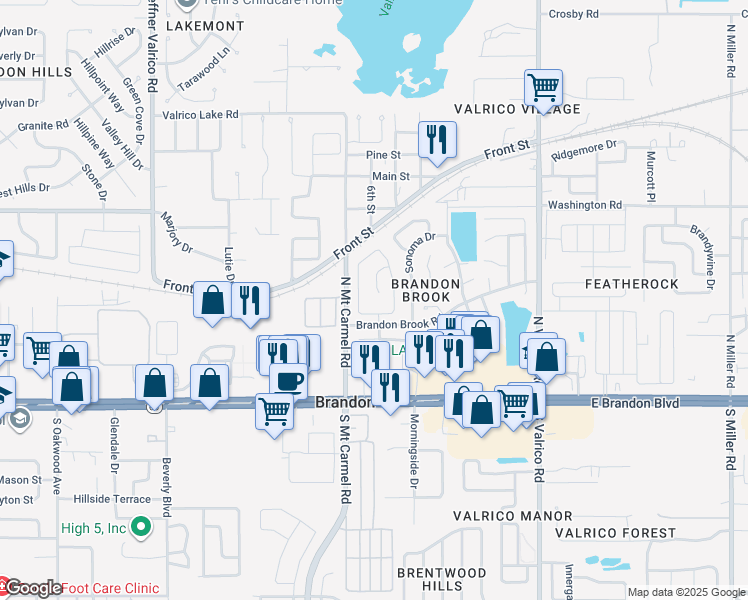 map of restaurants, bars, coffee shops, grocery stores, and more near 302 Crystal Goblet Court in Valrico