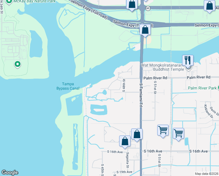 map of restaurants, bars, coffee shops, grocery stores, and more near 4708 Tuscan Loon Drive in Tampa