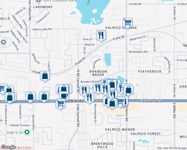 map of restaurants, bars, coffee shops, grocery stores, and more near 314 Sonoma Drive in Valrico