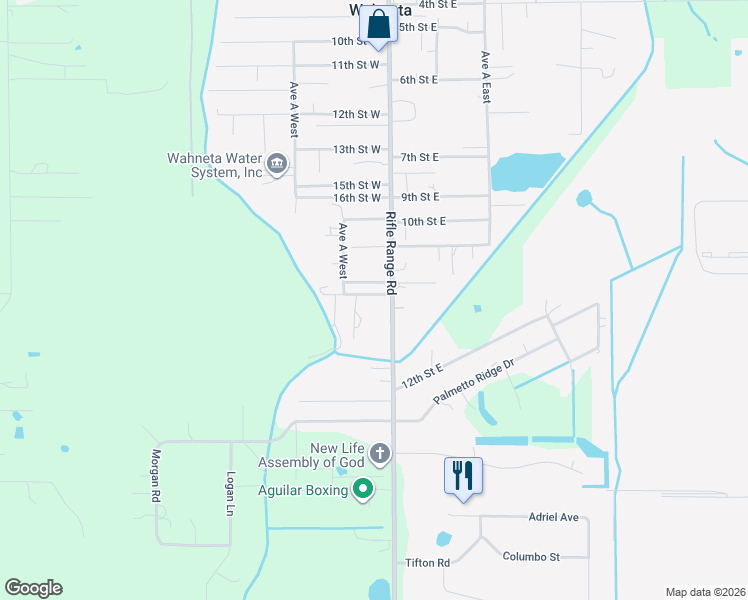 map of restaurants, bars, coffee shops, grocery stores, and more near 104 17th Street West in Wahneta