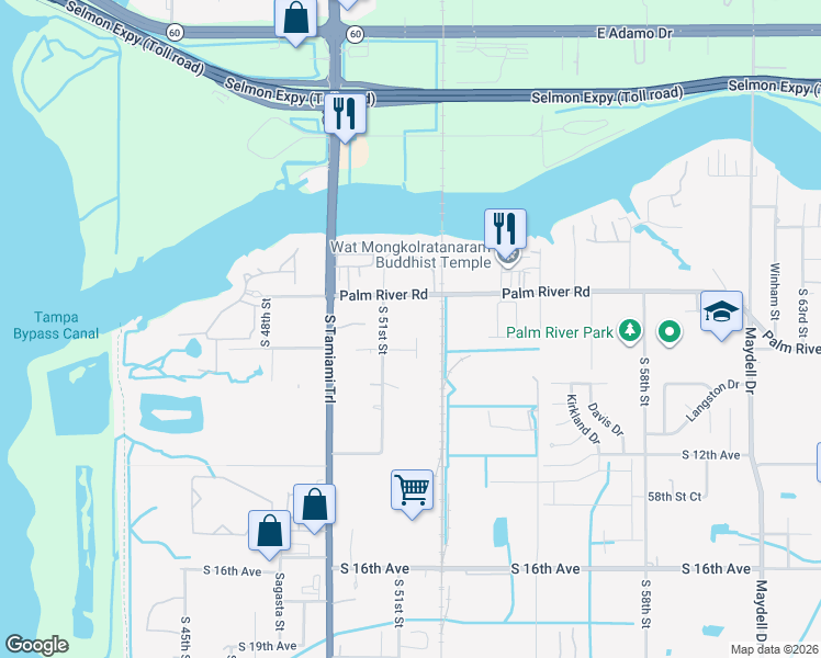map of restaurants, bars, coffee shops, grocery stores, and more near 704 Klinger Court in Tampa