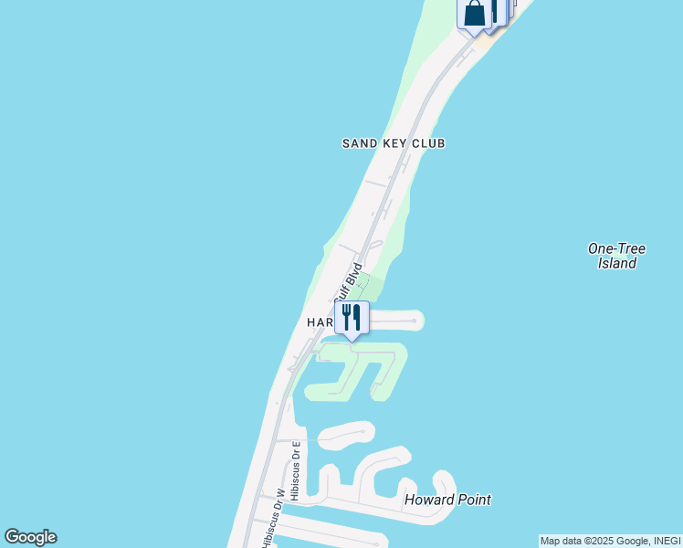 map of restaurants, bars, coffee shops, grocery stores, and more near 1540 Gulf Boulevard in Clearwater