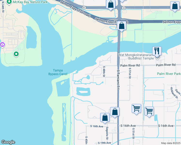 map of restaurants, bars, coffee shops, grocery stores, and more near 4708 Tuscan Loon Drive in Tampa