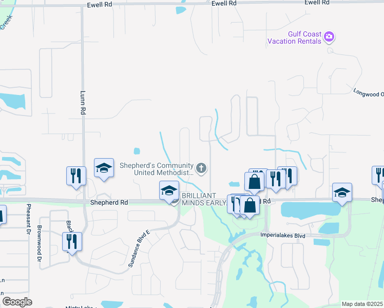map of restaurants, bars, coffee shops, grocery stores, and more near 6914 Glenbrook Drive in Lakeland