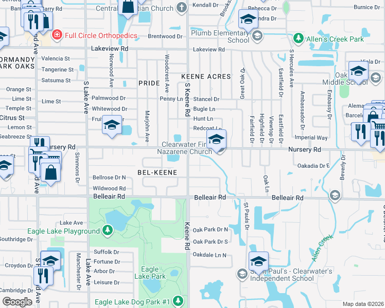 map of restaurants, bars, coffee shops, grocery stores, and more near in Pinellas County