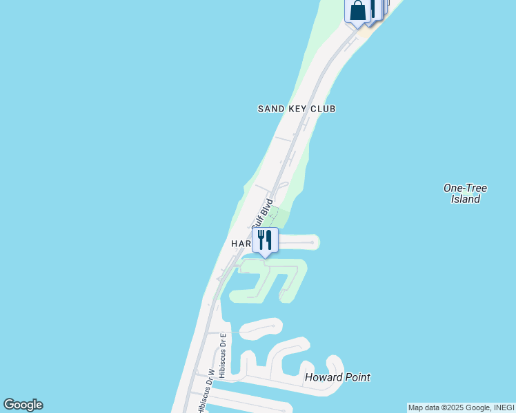 map of restaurants, bars, coffee shops, grocery stores, and more near 1540 Gulf Boulevard in Clearwater