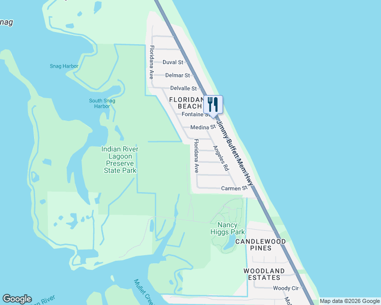 map of restaurants, bars, coffee shops, grocery stores, and more near 7030 Floridana Ave in Melbourne Beach