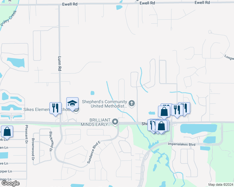 map of restaurants, bars, coffee shops, grocery stores, and more near 6794 Glenbrook Drive in Lakeland