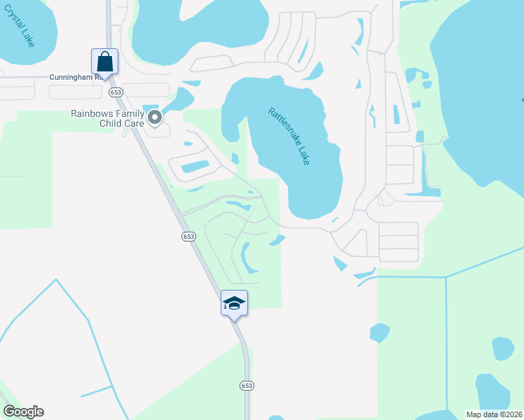 map of restaurants, bars, coffee shops, grocery stores, and more near 6049 Pebble Beach Boulevard in Winter Haven