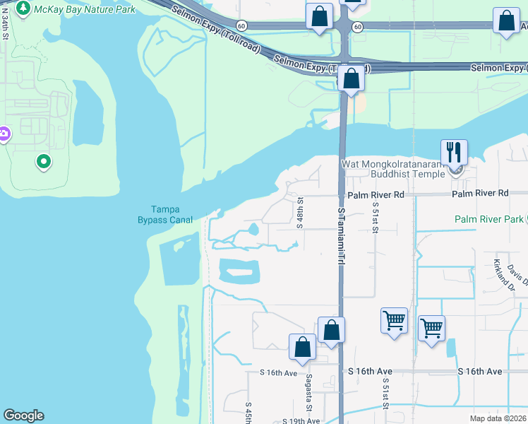 map of restaurants, bars, coffee shops, grocery stores, and more near 4708 Tuscan Loon Drive in Tampa