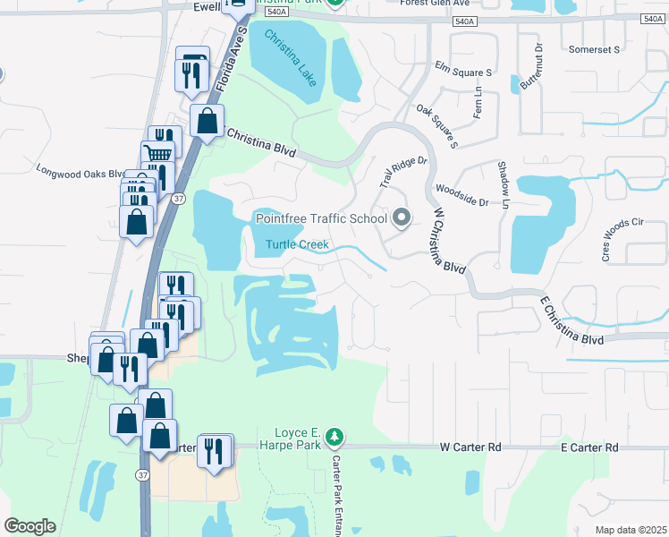 map of restaurants, bars, coffee shops, grocery stores, and more near 6740 Hayter Drive in Lakeland