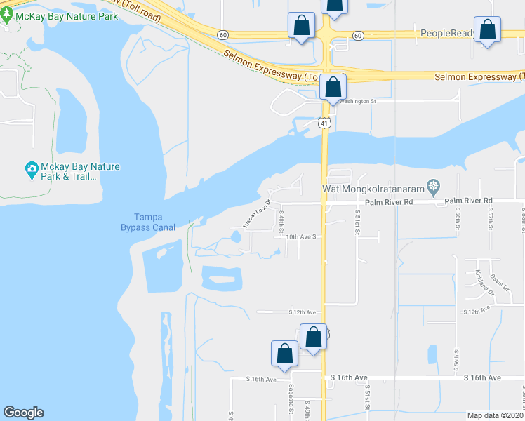map of restaurants, bars, coffee shops, grocery stores, and more near 4541 Tuscan Loon Drive in Tampa
