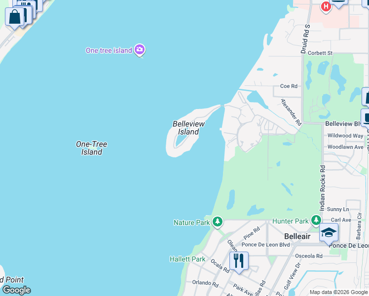 map of restaurants, bars, coffee shops, grocery stores, and more near 429 Saint Andrews Drive in Belleair