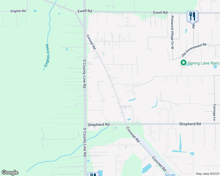 map of restaurants, bars, coffee shops, grocery stores, and more near 6702 Coronet Road in Lakeland