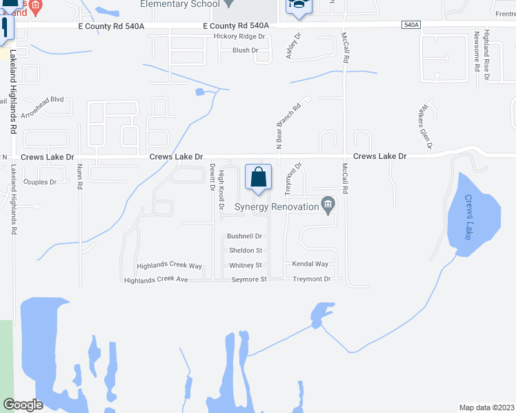 map of restaurants, bars, coffee shops, grocery stores, and more near 6764 Hillis Drive in Lakeland