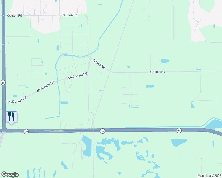 map of restaurants, bars, coffee shops, grocery stores, and more near 1103 Colson Road in Plant City