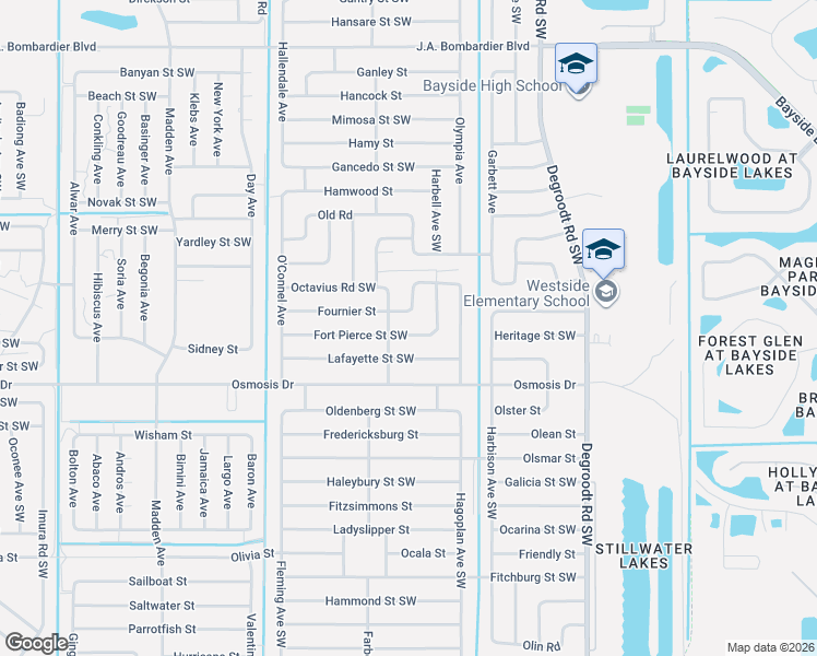 map of restaurants, bars, coffee shops, grocery stores, and more near 478 Fournier Street in Palm Bay