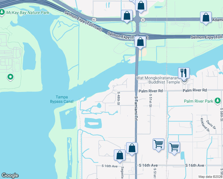 map of restaurants, bars, coffee shops, grocery stores, and more near 4816 Tuscan Loon Drive in Tampa