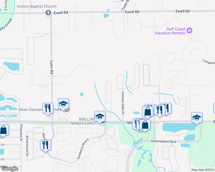 map of restaurants, bars, coffee shops, grocery stores, and more near 6823 Glenbrook Drive in Lakeland