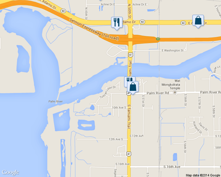 map of restaurants, bars, coffee shops, grocery stores, and more near 4877 Tuscan Loon Drive in Tampa