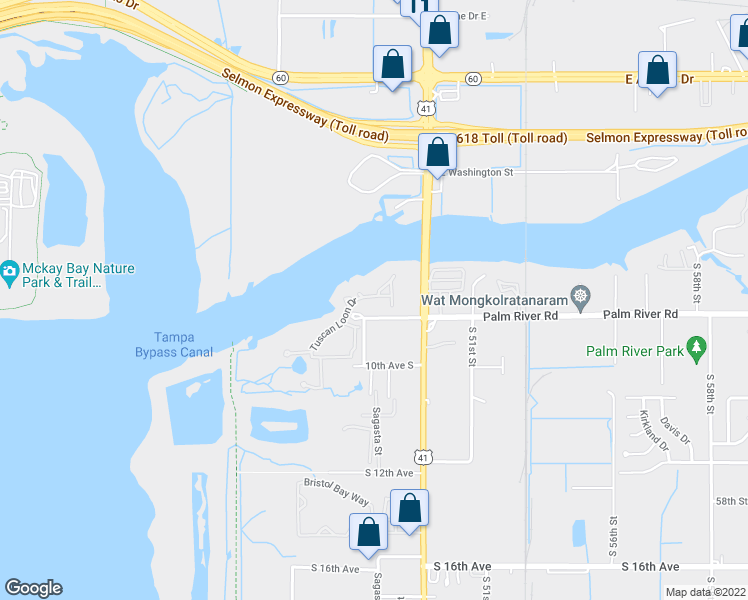 map of restaurants, bars, coffee shops, grocery stores, and more near 4877 Tuscan Loon Drive in Tampa