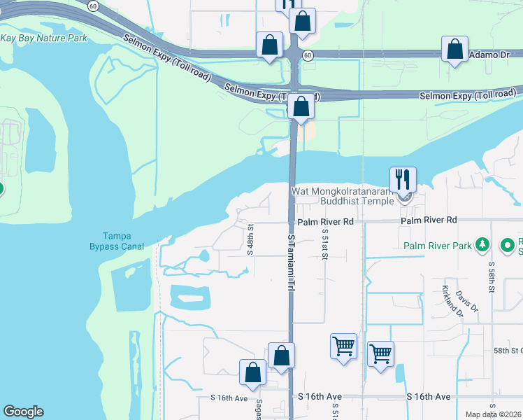 map of restaurants, bars, coffee shops, grocery stores, and more near 4891 Tuscan Loon Drive in Tampa